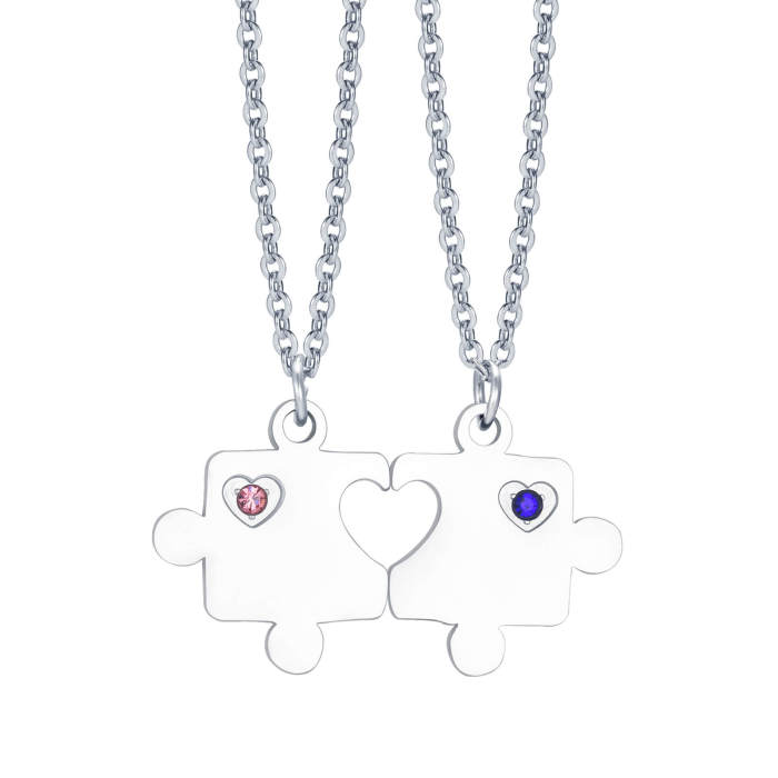 Wholesale Stainless Steel Puzzle Heart Couple Necklace