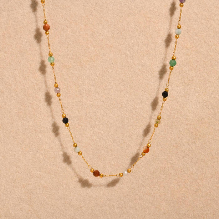 Wholesale Stainless Steel Natural Stone Anklet Necklace