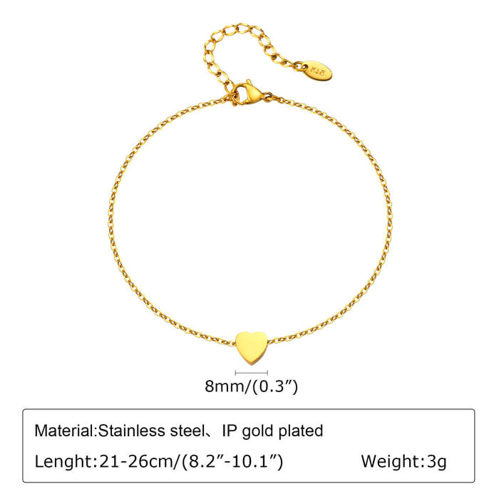 Wholesale Stainless Steel Heart Initial Anklet