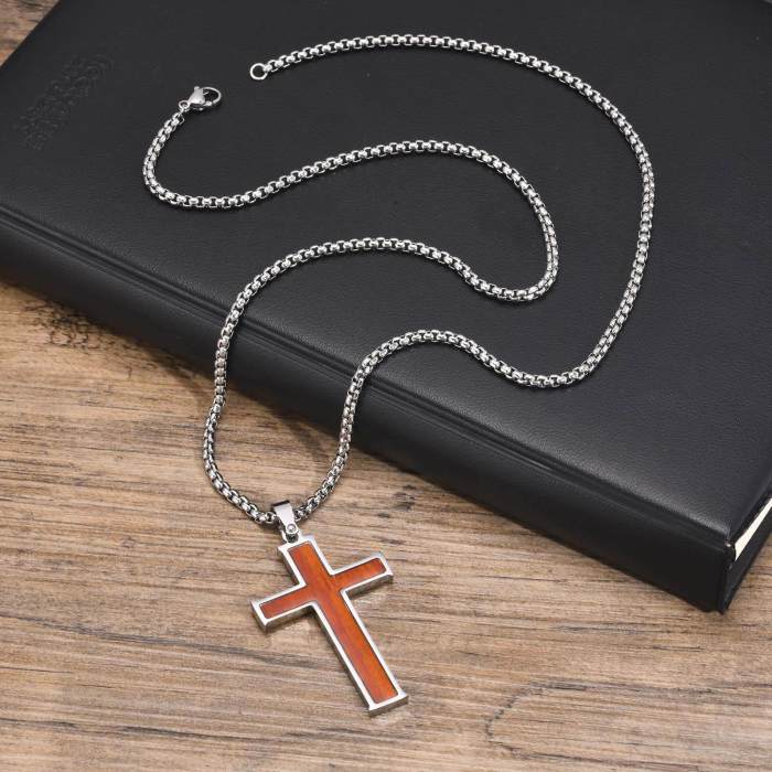 Wholesale Stainless Steel Wood Inlay Cross