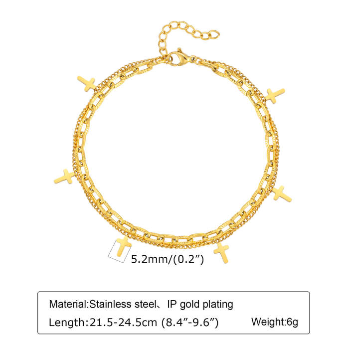 Wholesale Stainless Steel Cross Double Anklet