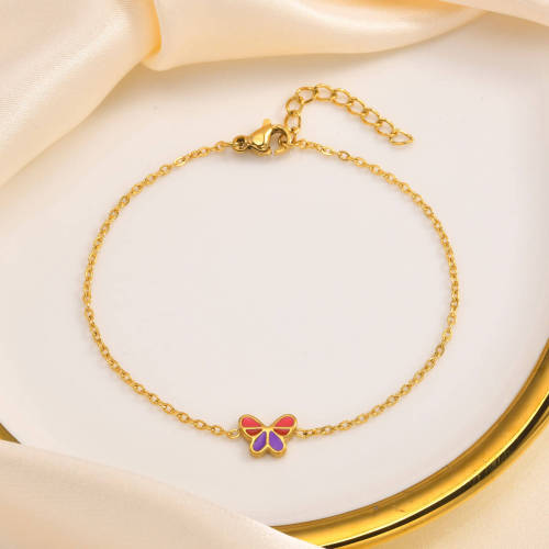 Wholesale Stainless Steel Drip Butterfly Bracelet