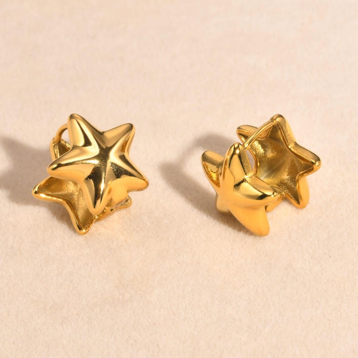 Wholesale Stainless Steel Double Star Earring