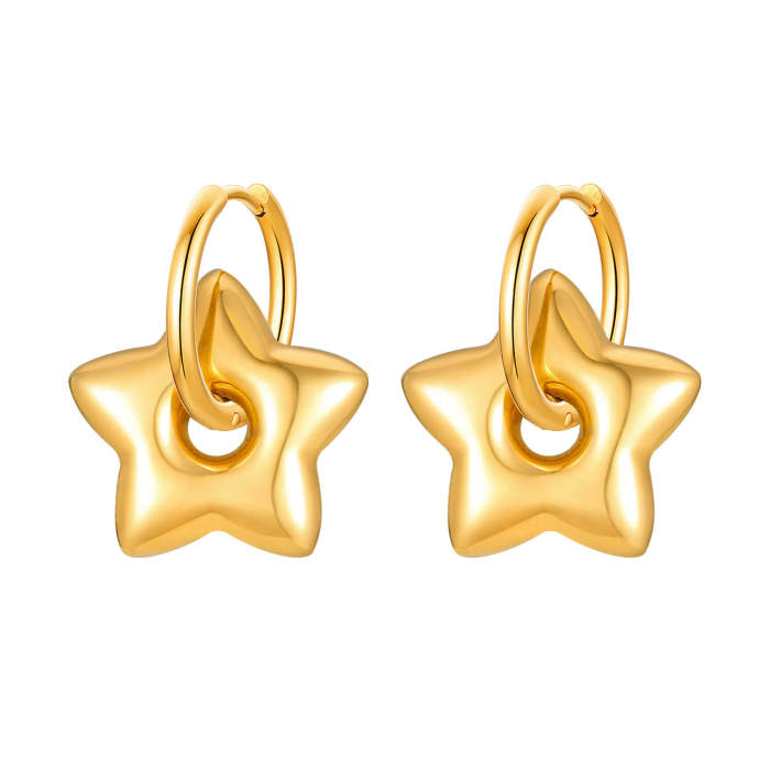 Wholesale Stainless Steel Star Moon Heart Earrings