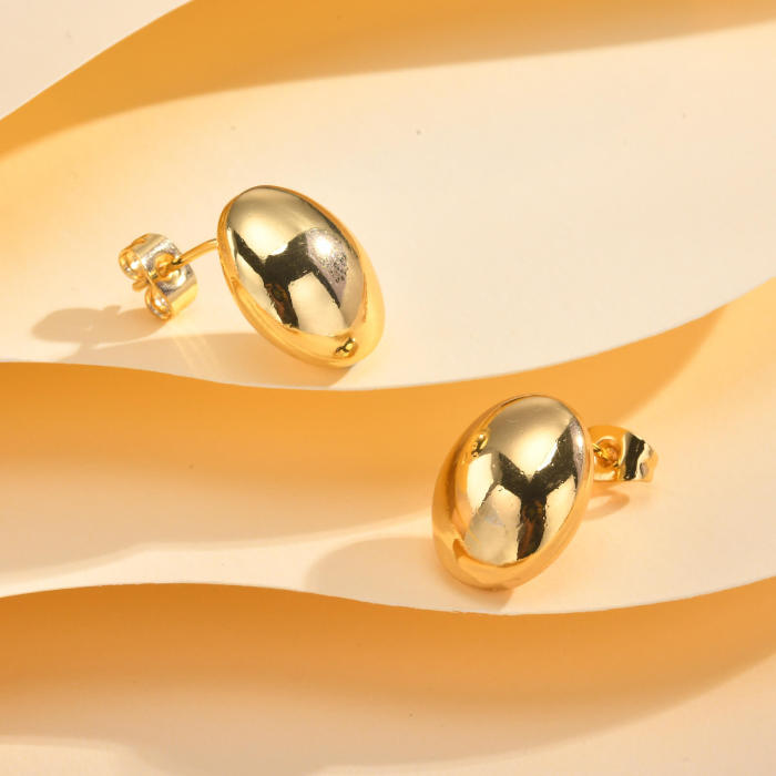 Wholesale Stainless Steel Oval Glossy Earrings