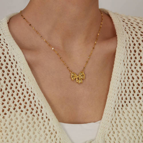 Wholesale Stainless Steel Ribbon Pendant Necklace