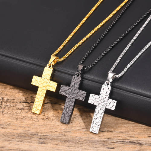 Wholesale Stainless Steel Hammered Cross Pendant