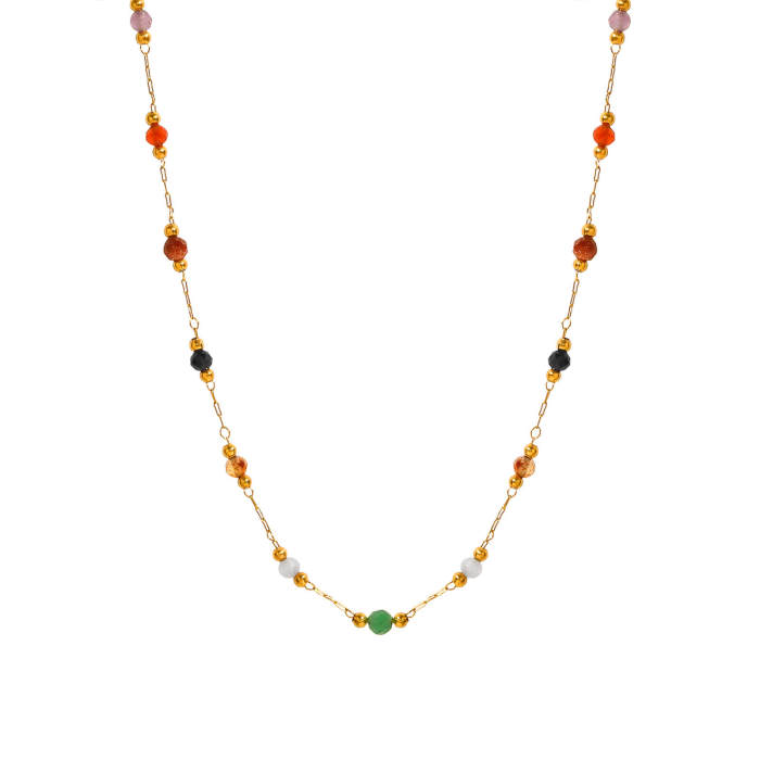 Wholesale Stainless Steel Natural Stone Anklet Necklace