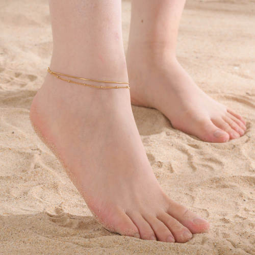 Wholesale Stainless Steel Double Layer Anklet