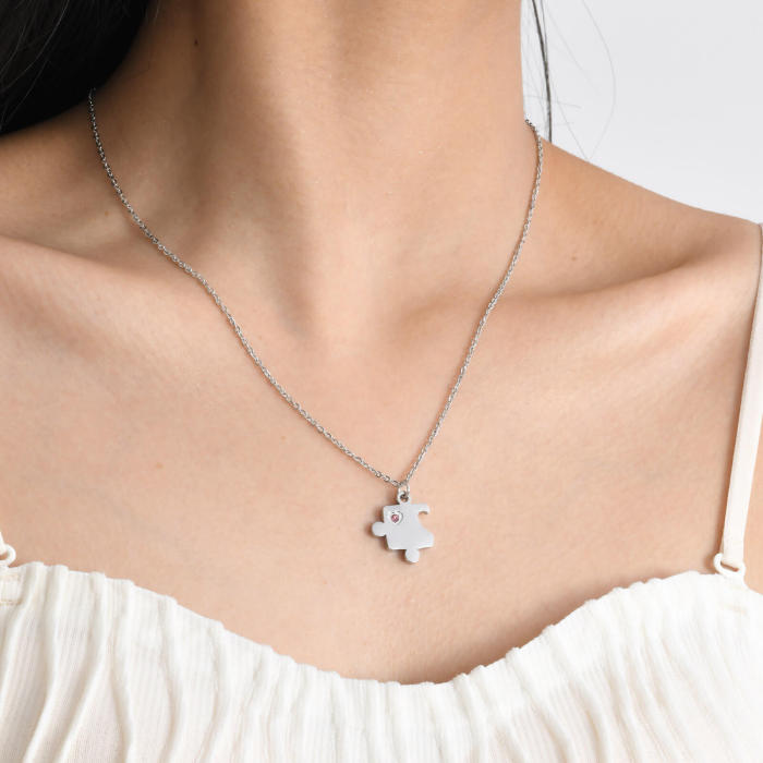 Wholesale Stainless Steel Puzzle Heart Couple Necklace