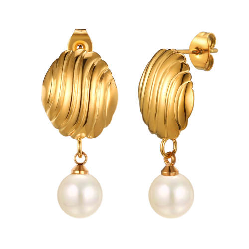 Wholesale Stainless Steel Shell Pearl Earrings