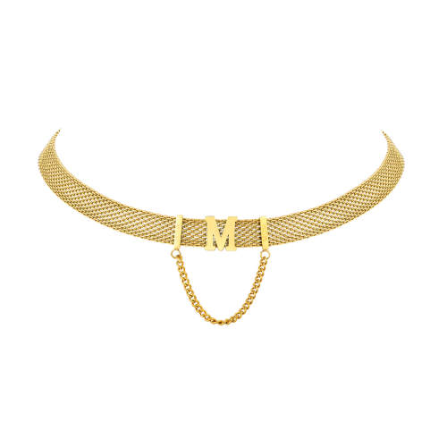 Wholesale Stainless Steel Mesh Letter M Necklace