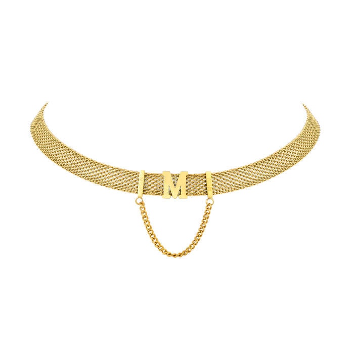 Wholesale Stainless Steel Mesh Letter M Necklace