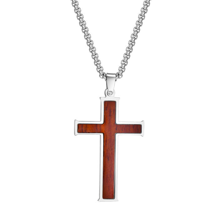 Wholesale Stainless Steel Wood Inlay Cross