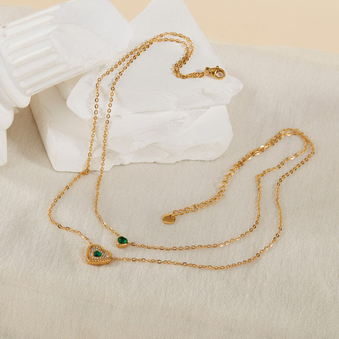 Wholesale Stainless Steel Double Heart Necklace