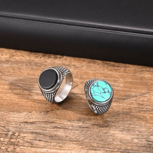Wholesale Stainless Steel Black Onyx Turquoise Ring