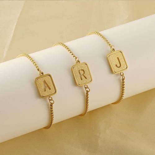 Wholesale Stainless Steel Sandblasted Initial Bracelet