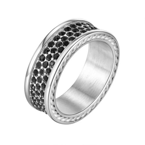 Wholesale Stainless Steel Black Zirconia Ring