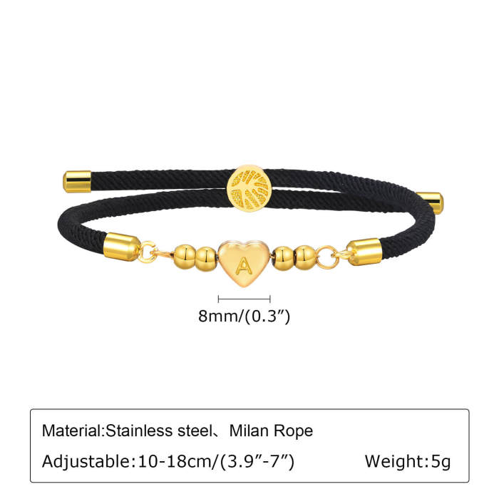 Wholesale Stainless Steel Heart Initial Bracelet
