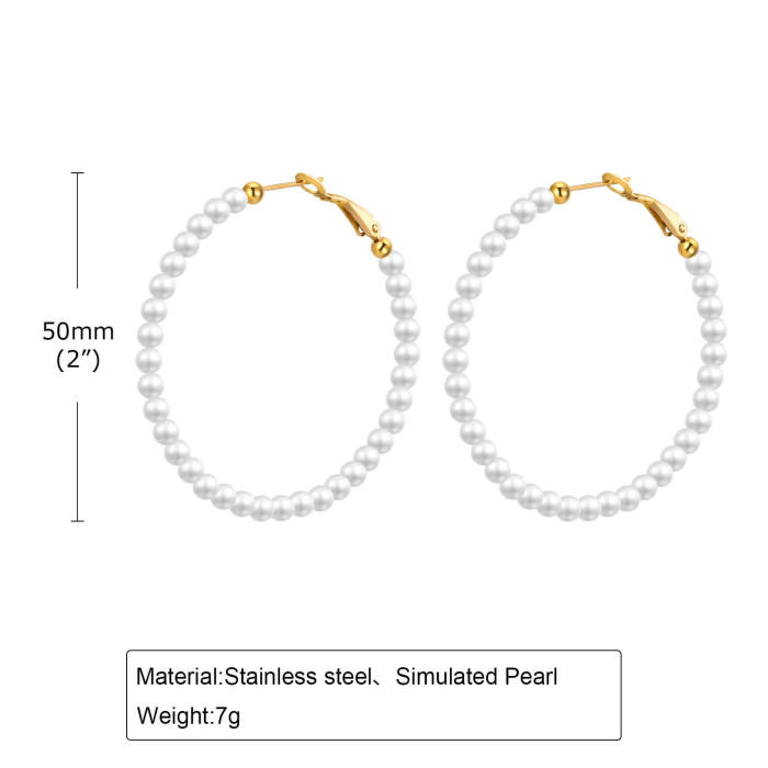 Wholesale Stainless Steel Imitation Pearl Earrings