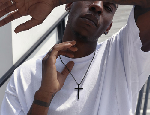 Wholesale Stainless Steel Width 25MM Cross Necklace