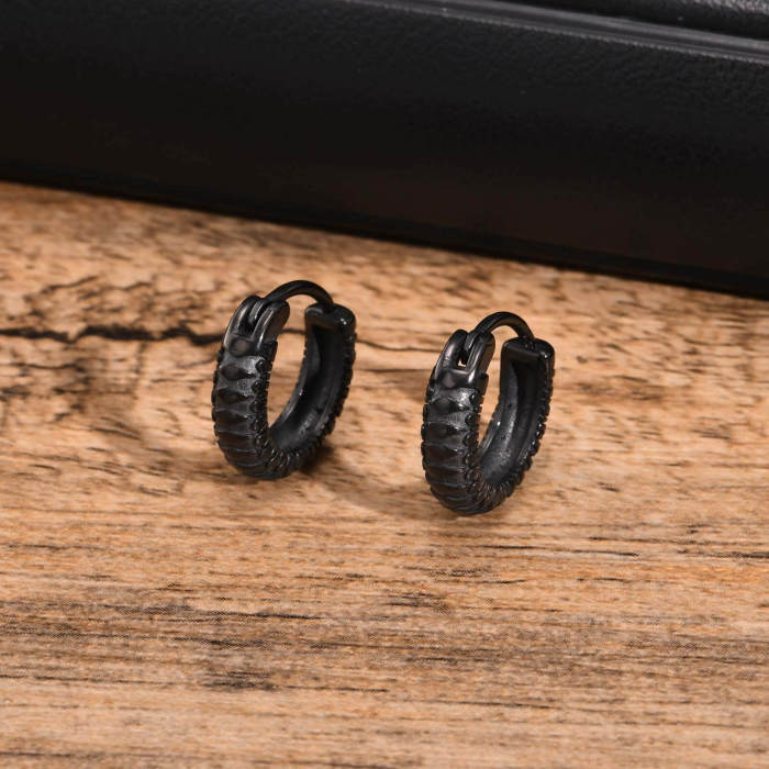 Wholesale Stainless Steel Mens Black Earrings