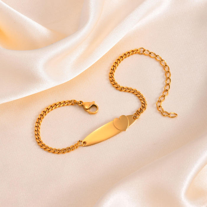 Wholesale Stainless Steel Heart Tag Bracelet