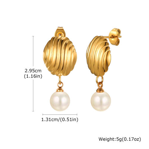 Wholesale Stainless Steel Shell Pearl Earrings