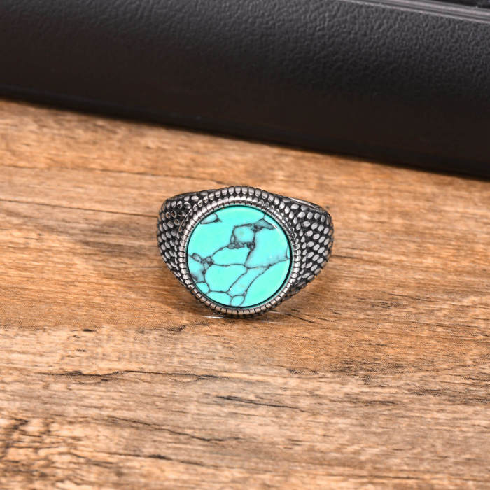 Wholesale Stainless Steel Black Onyx Turquoise Ring