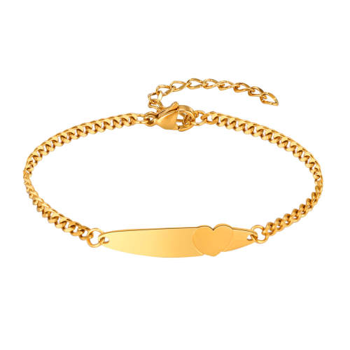 Wholesale Stainless Steel Heart Tag Bracelet