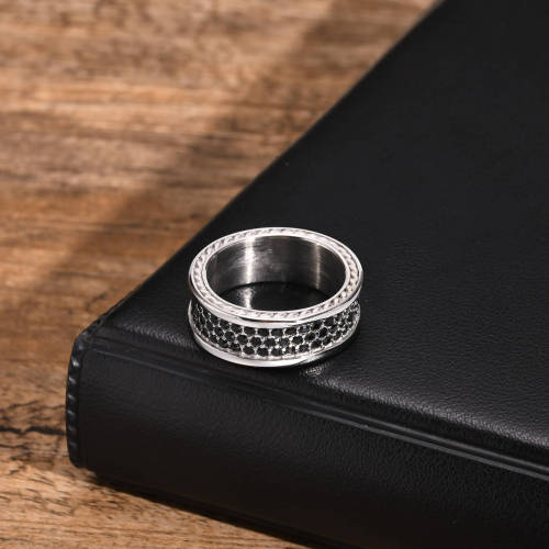Wholesale Stainless Steel Black Zirconia Ring