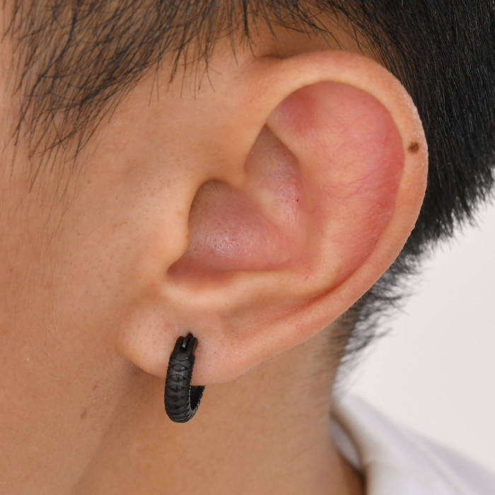 Wholesale Stainless Steel Mens Black Earrings