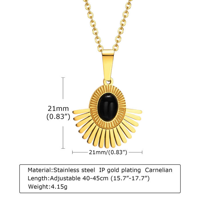 Wholesale Stainless Steel Agate Fan Pendant