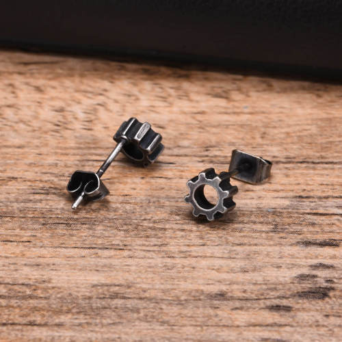 Wholesale Stainless Steel Gear Stud Earrings