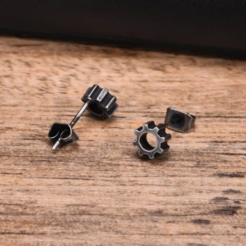 Wholesale Stainless Steel Gear Stud Earrings