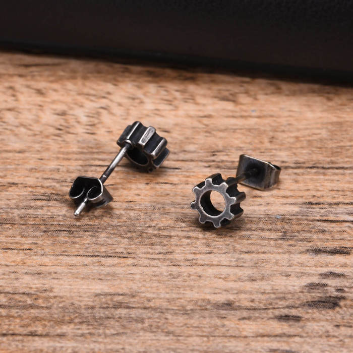 Wholesale Stainless Steel Gear Stud Earrings