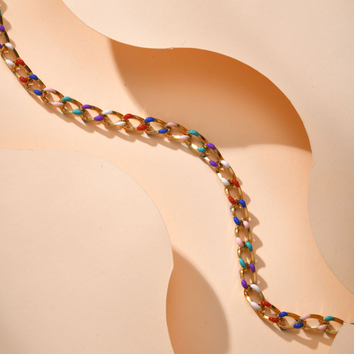 Wholesale Stainless Steel Colorful Handmade Chain Necklace
