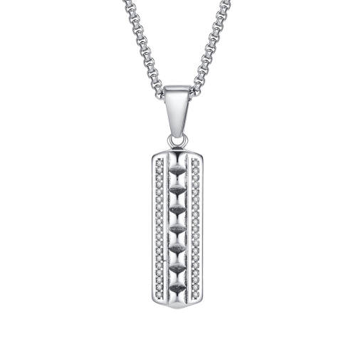 Wholesale Stainless Steel Zirconia Square Pendant