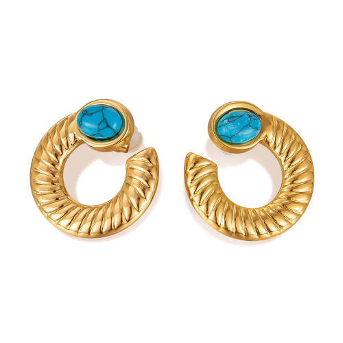 Wholesale Stainless Steel Blue Turquoise Earrings