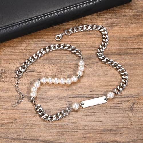 Wholesale Stainless Steel Chain Imitation Pearl Necklace