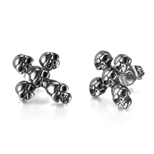 Wholesale Stainless Steel Skull Cross Earrings