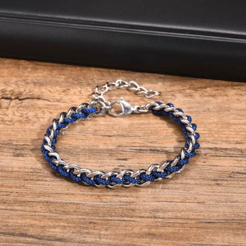 Wholesale Stainless Steel Cuban Chain Braided Bracelet