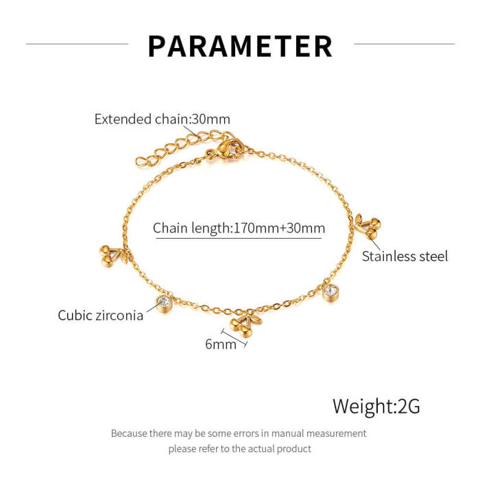 Wholesale Stainless Steel Cherry Bracelet