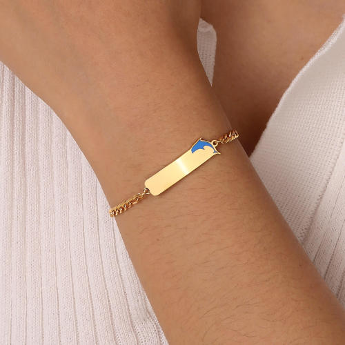 Wholesale Stainless Steel Blue Dolphin Bracelet
