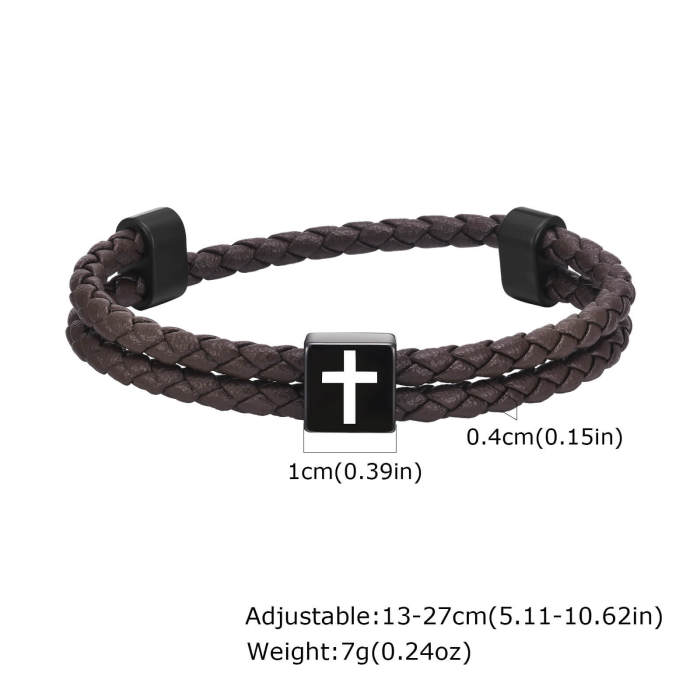 Wholesale Cross Braided Leather Bracelet