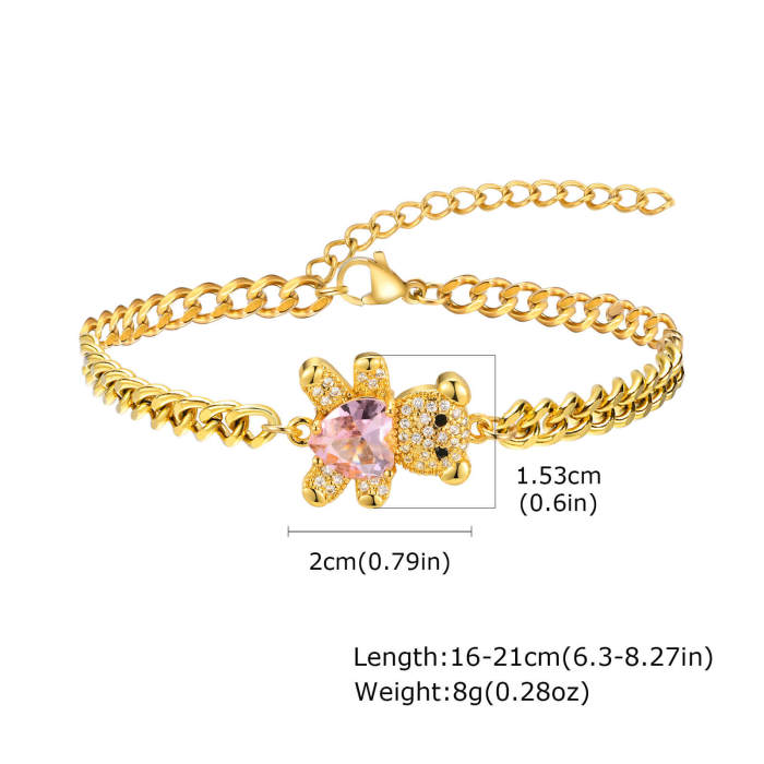 Wholesale Bear Gold Copper Bracelet