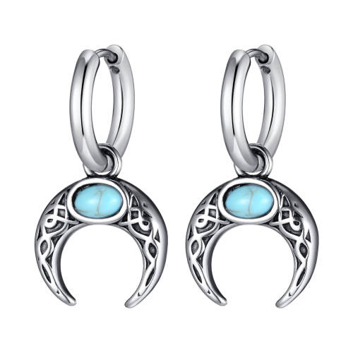 Wholesale Stainless Steel Turquoise Moon Earrings