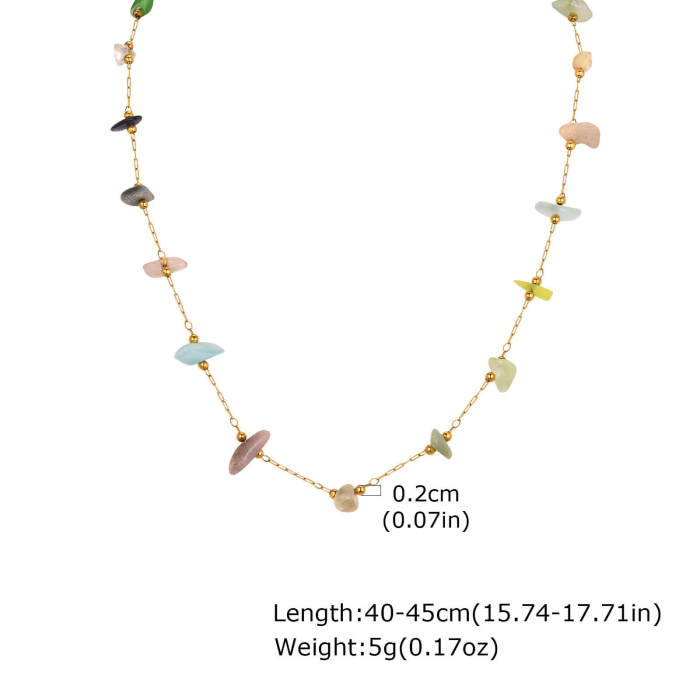 Wholesale Stainless Steel Colored Natural Stone Necklace
