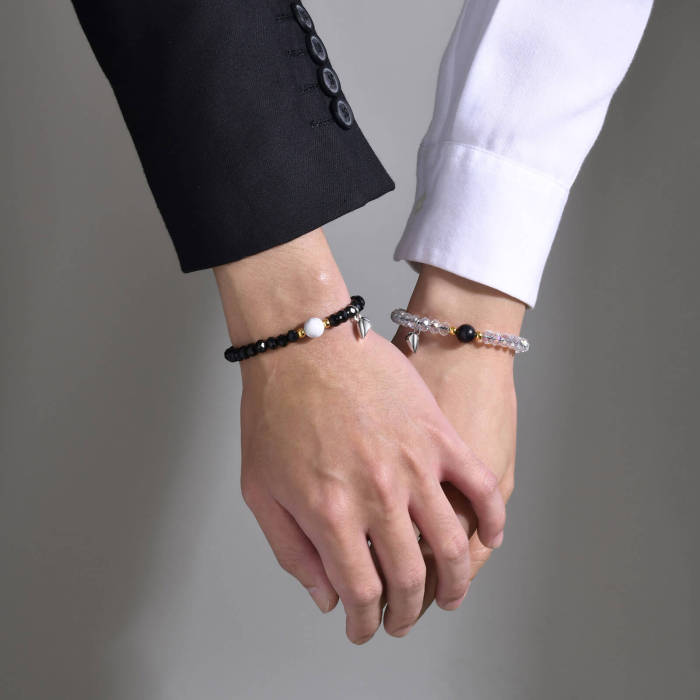 Wholesale Crystal Bead Heart Magnet Couple Bracelet