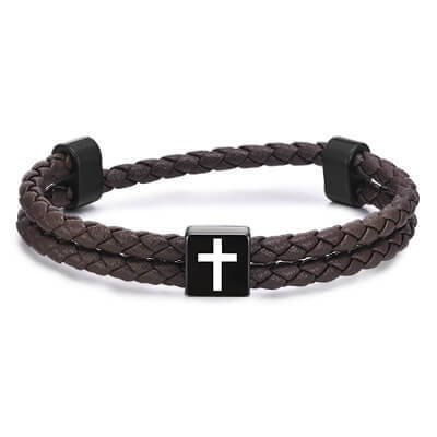 Wholesale Cross Braided Leather Bracelet